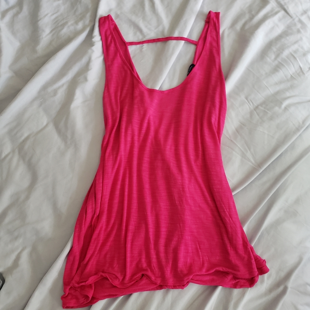 Bright pink open back tank
